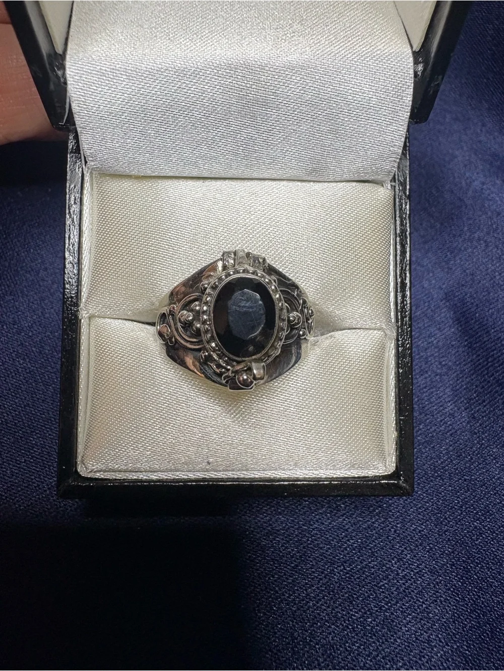 Ring Poison 925 Sterling Silver Black Onyx Oval Statement Compartment